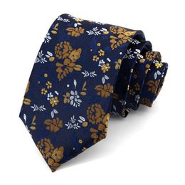 Bow Ties Floral For Men 8 CM Wide Blue Dresses Necktie Fashion Formal Work Cravat Male Gift With Box