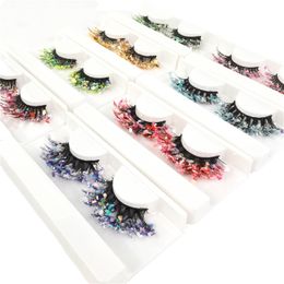 Color luminous 3D false eyelashes Natural nude stage makeup Glitter diamond thick exaggerated eyelashes