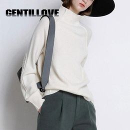 Autumn Winter Cashmere Sweater Women Turtleneck Thick Warm Pullover Elegant Solid Loose Knitted Wool Jumpers Oversized Pull Women's Sweaters