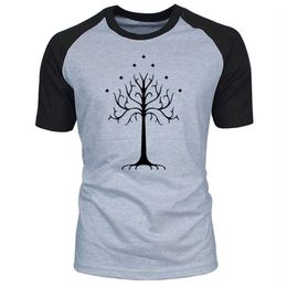 Summer The Hobbit Gondor White Tree Men Short Sleeve Tshirt Lord of The Ring Top Fashion Casual O- Neck Cotton T Shirt Plus Size 210409