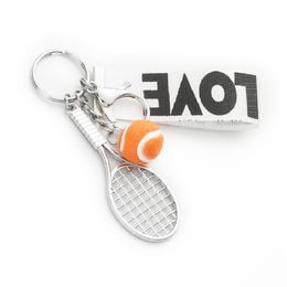 2021 New Mini Tennis Racket Keychain Creative Cute 6 Colour Love Sport Keychains Car Bag Pendant Keyring Jewellery Gift Accessories278O