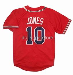 Custom sewing Chipper Jones Atlanta Alternate Red Jersey Men Women Youth Baseball Jersey XS-6XL