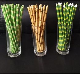 25pcs/lot 100lots Paper Straws 19.5cm Disposable Bubble Tea Thick Bamboo Juice Drinking Straw Eco-Friendly Milk Birthday Wedding Party Gifts