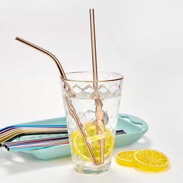 Drinkware Reusable ECO-friendly Drinking Straw Straight Bend Metal Straws Bar Family kitchen For Beer Fruit Juice Drink Party Accessory DH205