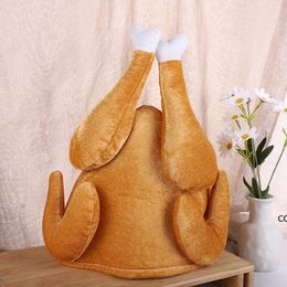 Plush Roasted Turkey Hats Decor Hat Cooked Chicken Bird Secret For Thanksgiving Costume Dress Up Party Chickelegcap