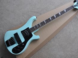 4 Strings Blue Electric Bass guitar with 2 Pickups,Black Pickguard and hardware,Provide Customised services