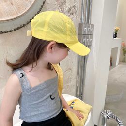 Summer Girls Crescent Printing Suspenders T shirts Children Elasticity Clothes Baby Girl Cotton Sleeveless All-math Tops 210615