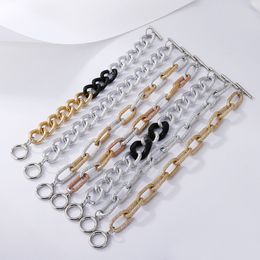 hip hop Retro Matte Gold Silver Colour Assorted Link Chain Bracelet for women Gifts Friends Jewellery Wholesale