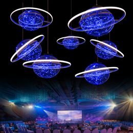 Wedding Decoration Luxury Glow LED Star Ball Space Planet Hanging Ornament For Party Stage Ceiling 4 PCS