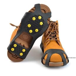 NEW24 Hours Shipping!! Ice Snow Grips Cleat Over Shoes 10 Steel Studs Ice Cleats Boot Rubber Spikes Anti-slip Snow Ski Gripper Ice RRF11523