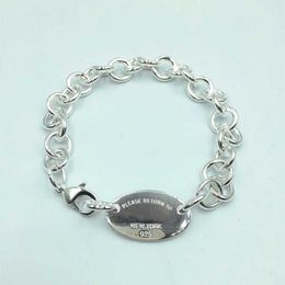 S Sterling Sier Oval Pendant Exclusive Sale Love Tag Bracelet Original High Quality Jewelry Lovers Wedding Valentine Gift Return T Brand Designer
