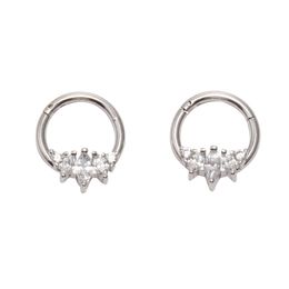 10pcs/lot 5 Gems Seamless Hinged Segment Ring Clicker Cartilage Nose/Lip/Ear Hoop Septum 16G CZ Shine