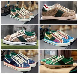 Tennis 1977 Canvas Freizeitschuhe Luxurys Designer Damenschuh Italien Grüne und rote Webstreifen Gummisohle Stretch Baumwolle Low Top Herren Sneakers