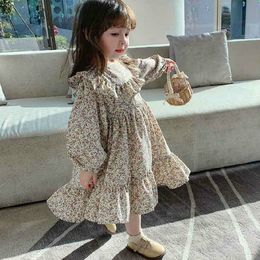 2021 Spring New Arrival Girls Long Sleeve Floral Dress Kids Korean Design Dresses Girl Dress Q0716