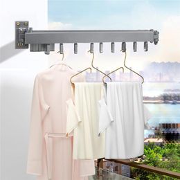 Hangers & Racks Foldable Clothes Drying Outdoor Indoor Balcony Wall Hanging Towel Retractable Rack