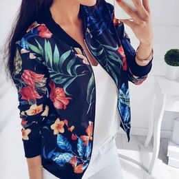 Women Vintage Jacket Streetwear Floral Print Autumn Thin Woman Bomber Jackets Streetwear Oversized Zipper Ladies Outerwear Coat