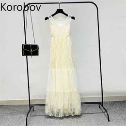 Korobov Summer New Lace Patchwork Strapless Dress Sexy Sleeveless Party Vestido High Waist Hip Straight A Line Ropa 210430