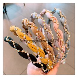 2021 Rhinestone Chain Headbands Braided Bezel Hairband Women Clips Hair Accessories Headband Opaska Do Wlosow Bandeau Femme Diademas
