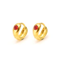 Real 14k Yellow BIG Gold FILLED Earring LARGE Endless Tubular Hoop Earrings Continuous TWIST Hoops (Unisex) Fire Red CZ HUGE