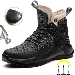 High Top Men Boots Steel Toe Shoes Men Work Boots Safety Shoes Men Anti-puncture Work Sneakers Lightweight Winter Boots Male