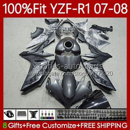 100% Fit OEM Bodywork For YAMAHA MOTO YZF-R1 YZF-1000 YZF R 1 1000 CC 07-08 Matte black Body 91No.39 YZF R1 1000CC YZFR1 07 08 YZF1000 2007 2008 Injection Mould Fairing Kit