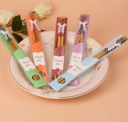 "East Meet West" Chopsticks Bambu Natural Pauzinhos Talheres Lembranças Do Presente Partido Casamento Favor