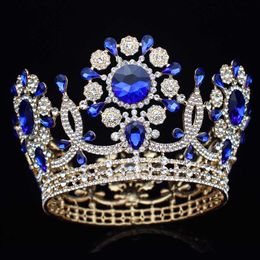 Large Crystal Wedding Bridal Tiara Crown Bride Headpiece Women Queen Prom Diadem Hair Ornaments Head Jewelry Accessories X0625