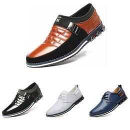 Мода Мужчины Кожаные Обувь Цвет Черный Белый Синий Оранжевый Браун Мужская Trend Случайный кроссовки Размер 39-45
