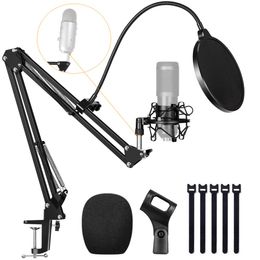 Microphone Stand With Metal Shock Mount For BM 800 Adjustable Desktop Mic Pop Filter Boom Arm For Blue Yeti