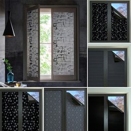 Window Stickers Thermal Insulation Electrostatic Glass Black Translucent Frosted Sun Protection Bathroom Films