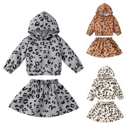 kids Clothing Sets girls outfits Children Leopard Hooded Tops+skirts 2pcs/set Summer Spring Autumn fashion baby Clothes