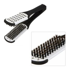 Hair Straightener Professional Hairdressing Tool Duplex Brush Hair Straightening Clamp - White