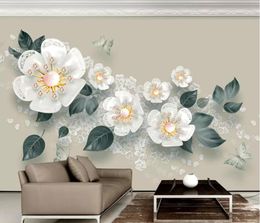 Wallpapers CJSIR Custom Wallpaper Mural 3D Relief Embossed Plum European Retro Sofa TV Background Wall Papers Home Decor