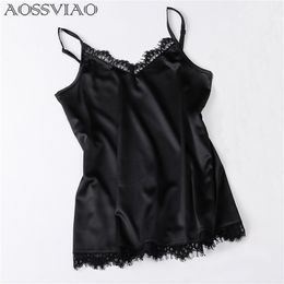 Summer Silk Tank Top Women Sexy V Neck Basic Tops Blusas Casual Womens Vest Lace Camisole Crop Tops Plus Size Female Shirt 210407