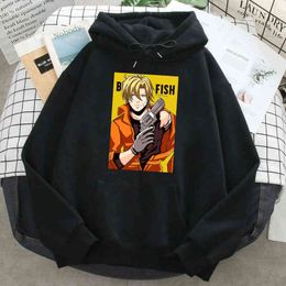 Japanese Cartoon Banana Fish Printed Sweatshirt Man'S Loose Vintage Hoodies Soft Vintage Hoodie Harajuku Retro Men Fleece Hooded H1227