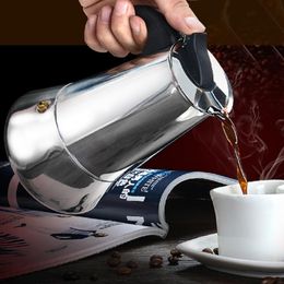 2/4/6/9/12 Cups Coffee Maker Pot Stainless Steel Mocha Espresso Latte Stovetop Philtre Moka Coffee Maker Coffee Pot For Kitchen 210330