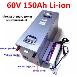Waterproof 60V 150Ah 130Ah 120Ah 100Ah lithium-ion battery pack with 100A BMS for motorcycle energy storage solar++10A charger