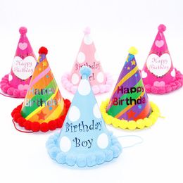 party hat celebrations Canada - Party Hats Rainbow Birthday Decoration Ball Hat Children Adult Celebration Festive Kid Decor