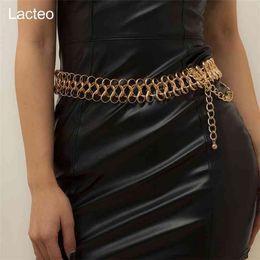 Lacteo Exaggerated Round Circle Aluminium Belt For Women Steampunk Hip Hop Multi Layer Metal Waist Chain