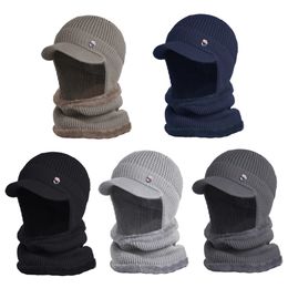 Winter Knitted Beanie Hat with Scarf Sets Knit Warm Cycling Ski Mask Universal Size for Men Neck Mask