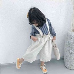 الربيع والصيف الحمالات الكورية ملابس الأطفال الخريف الفتيات عارضة السراويل واسعة الساق 210625