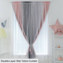 Curtain & Drapes No Need To Punch Double-Layer Star Shading Easy Install Window Curtains For Home Bedroom Living Room Decoration
