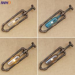 Led Wall Light Iron Retro Loft Industrial Water Pipe Lamp Glass LampTouch Switch Sconce Lights For Home Bedroom Lamps