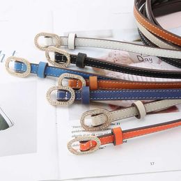 New Fashion Women Luxury Brand Rhinestone Ovaal Buckle Belt Pu Leather Corset Waist Strap Candy Colours Ladies Fine Waistband G1026