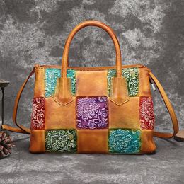 Handbag High Quality Genuine Leather Women 2021 Fashion Patchwork Shoulder For Large Capacity Female Messenger Bag
