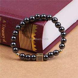 Magnet Beads Strands Bracelet Black Zircon Box Stone Bracelets wristband cuff for women men fashion jewelry