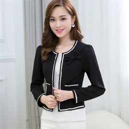 Candy Colours Women Blazer Cardigans No Button Bow Decoration Short Coat Long Sleeve Cape Jacket Outwear C91092 210421