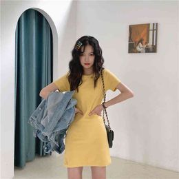 Cotton T-Shirt Dresses Summer Women Sexy Long T Female Bodycon Lady Short Sleeve 210514