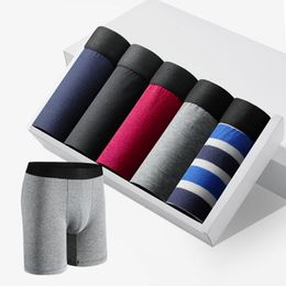 Underpants 5pcs Set Long Boxer Men Underwear Cotton Male Panties Man Slip Homme Brand Ity Comfortable Breathable