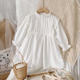 Spring Autumn New Lace Baby Girls Princess Dresses Korean Style Toddlers Kids Cotumes Party Clothes White Princess Dress Q0716